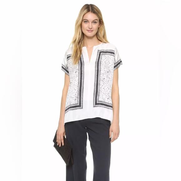 Vince Scarf Print Silk Top Blouse Off White - Picture 1 of 12